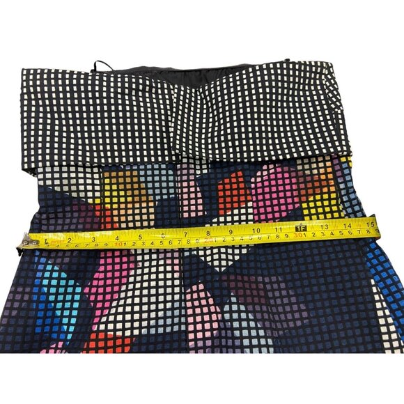 Trina Turk Black White & Multicolored Geometric Pattern Strapless Dress Sz 4 - Picture 6 of 7